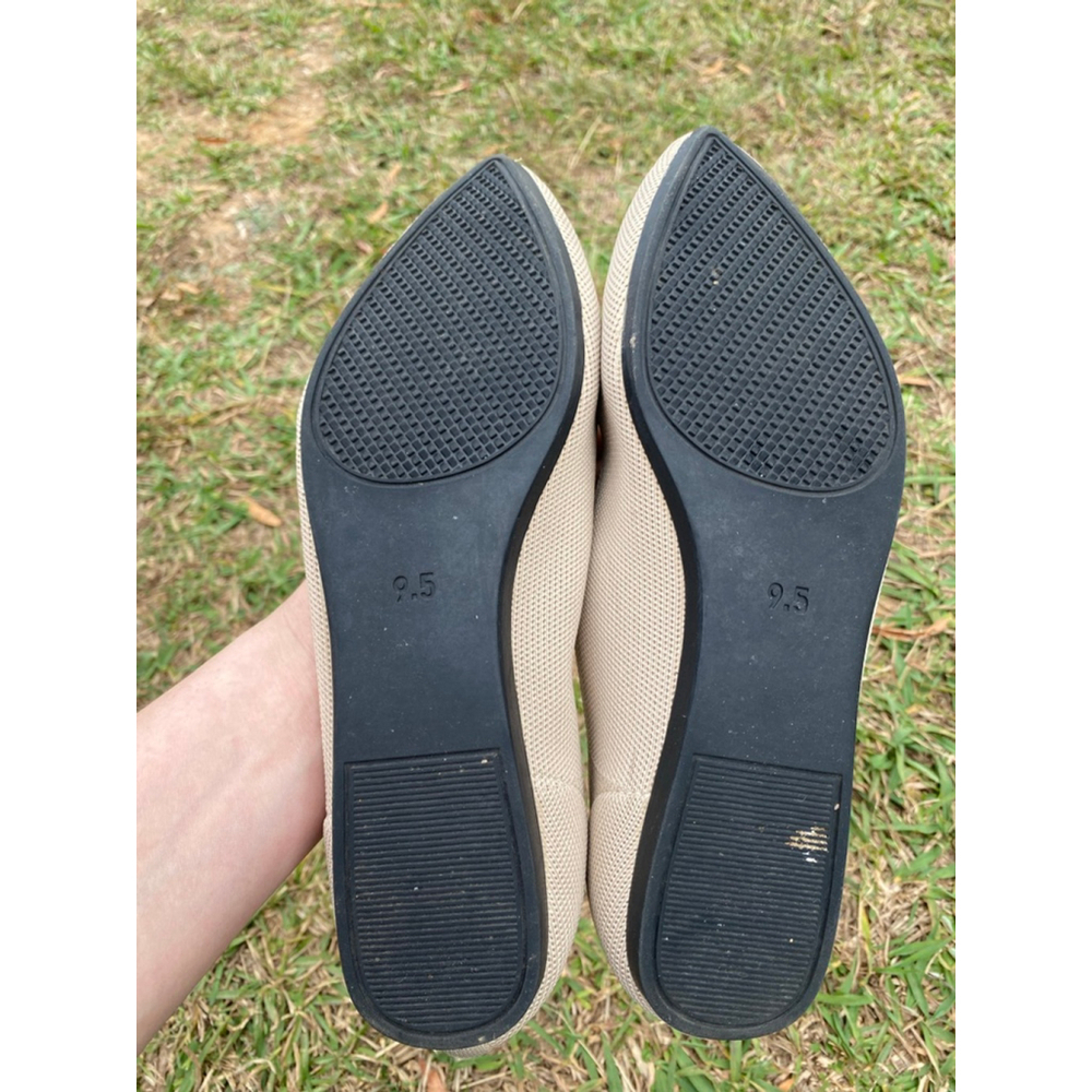 Frank Mully Beige Knit Pointed Toe Flats 9.5 Minimalist Quiet Luxury Neutral - Picture 5 of 9
